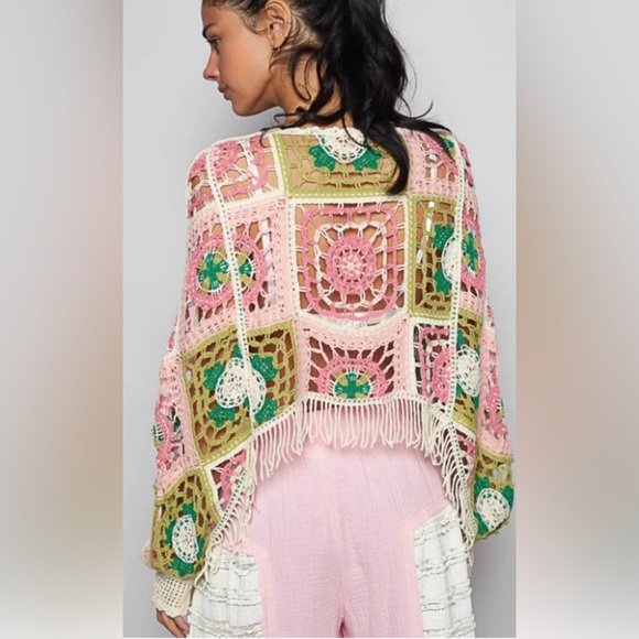 NWT Pol Round Neck Long Sleeve Crochet Cropped Fit Top Sweater New Pullover - Picture 2 of 6